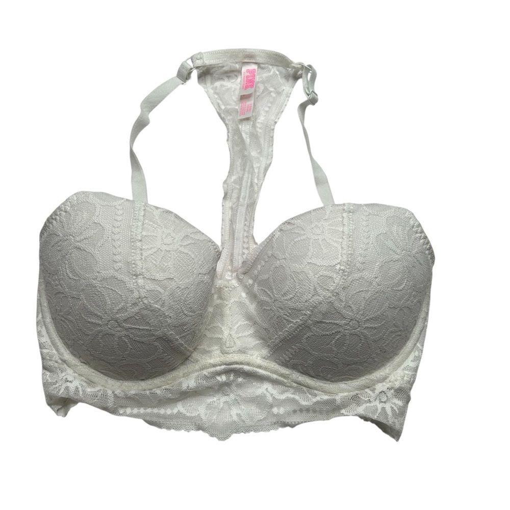 Victoria's Secret Pink White Lace Push-Up Bra small